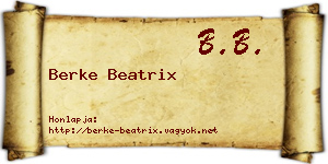 Berke Beatrix névjegykártya